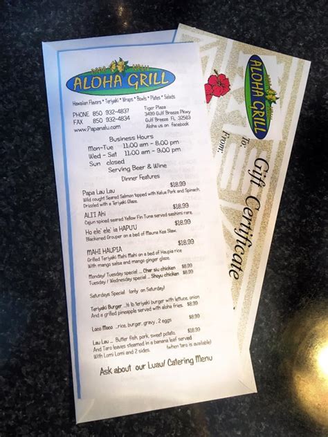 Papa Nalu Aloha Grill Gem of a Restaurant in Gulf Breeze - See 295 traveler reviews, 49 candid photos, and great deals for Gulf Breeze, FL, at Tripadvisor. . Papa nalu aloha grill menu